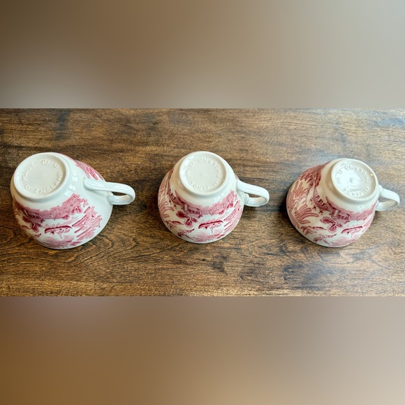VTG Set of 6 Churchill Pink Willow Teacups with Saucers - Picture 9 of 13